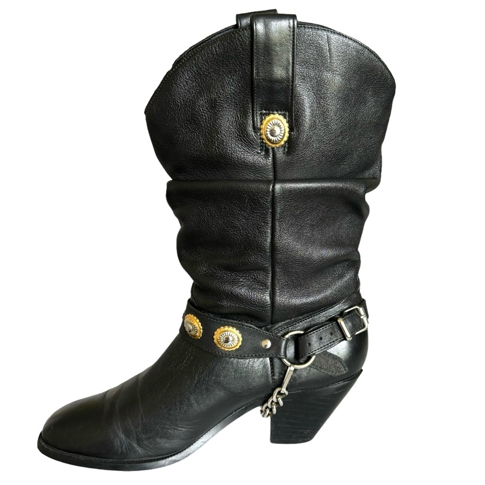 Dingo Olivia Harness Boots Black Leather Western Cowboy - Picture 7 of 17